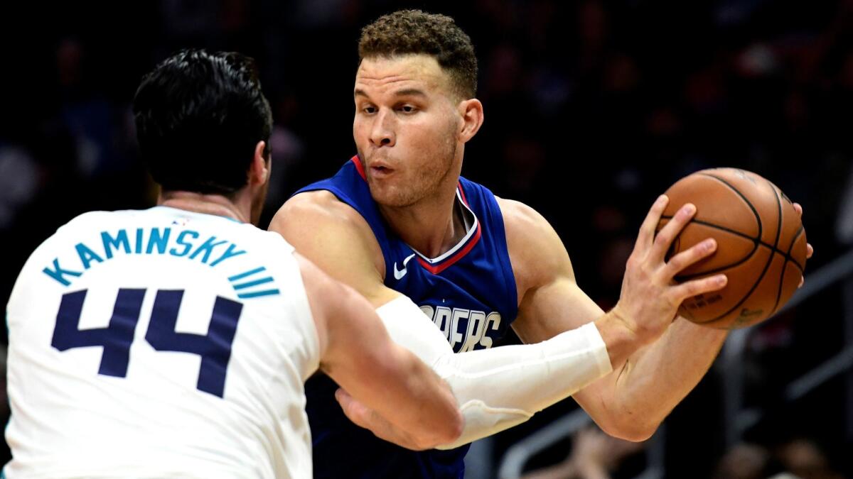 Clippers forward Blake Griffin returned to the lineup last week after missing 14 games because of a shoulder injury.