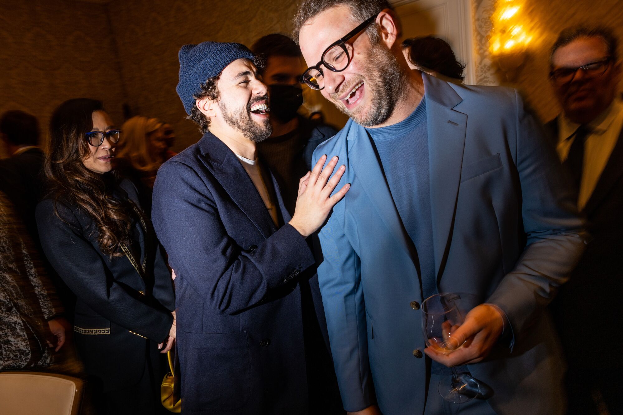 Comedian Ramy Youssef of the show, "Mo," with Seth Rogan of "The Fabelmans."