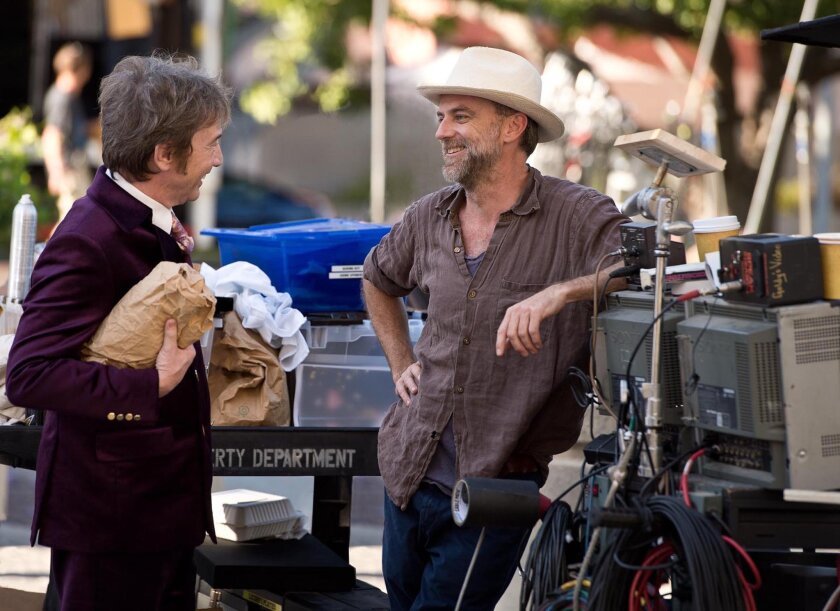 Paul Thomas Anderson with Martin Short on the set of "Inherent Vice."