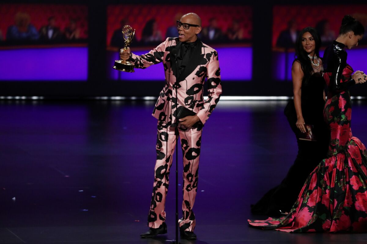 RuPaul accepts his award for "RuPaul's Drag Race" at the 2019 Emmys.
