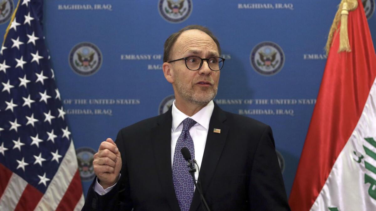U.S. Ambassador to Iraq Douglas A. Silliman, pictured in 2016, was left scrambling to deal with the travel ban's fallout.