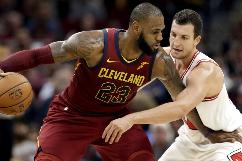 Cleveland Cavaliers' LeBron James (23) drives past Chicago Bulls' Paul Zipser (16), from Germany, in the second half of an NBA basketball game, Tuesday, Oct. 24, 2017, in Cleveland. (AP Photo/Tony Dejak)