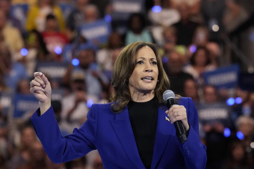 Democratic presidential nominee Vice President Kamala Harris speaks at the Fiserv Forum during a campaign rally in Milwaukee, Tuesday, Aug. 20, 2024. (AP Photo/Jacquelyn Martin)