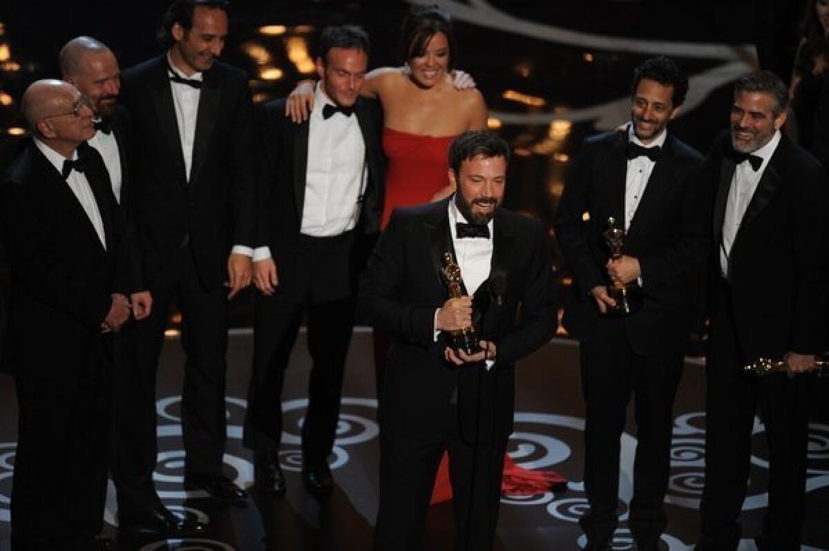 "Argo" director Ben Affleck and some of the movie's principals accept the Oscar for best picture.