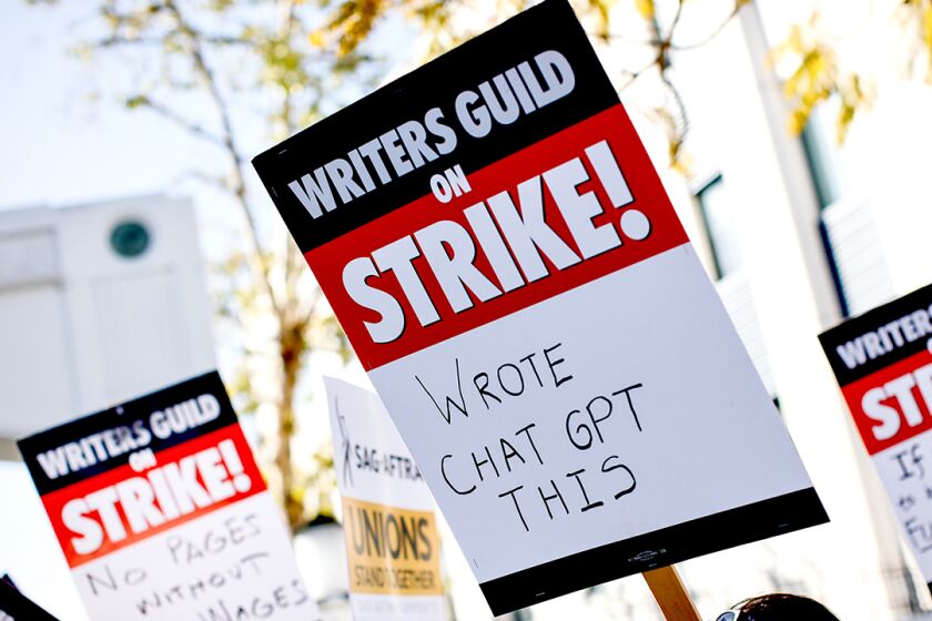 Concern that studios will downgrade screenwriters to reworking AI-produced scripts is one of the issues animating the strike declared on May 2, 2023, by the Writers Guild of America.