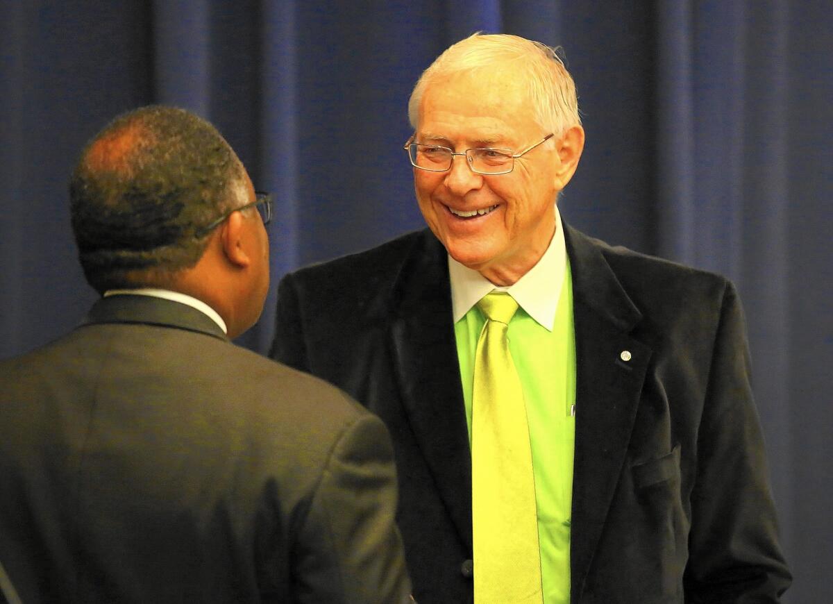 Supervisor Michael D. Antonovich, right, with Supervisor Mark Ridley-Thomas, has served on the board since 1980.