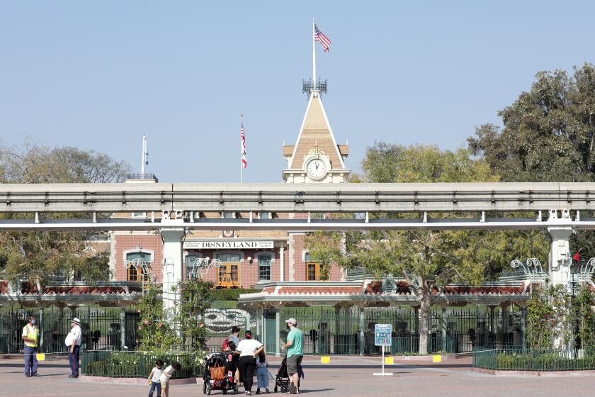 ANAHEIM, CA - NOVEMBER 19: The empty Disneyland train station on Thursday, Nov. 19, 2020 in Anaheim, CA. The park is closed but Downtown Disney District and California Adventure are open for dining and shopping. (Myung J. Chun / Los Angeles Times)