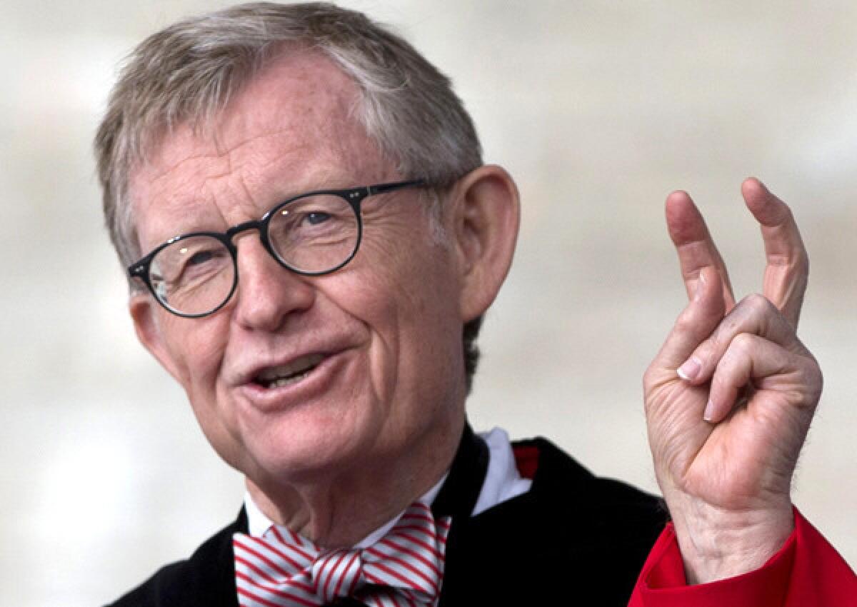 Ohio State University President Gordon Gee speaks during the university's spring commencement this month.