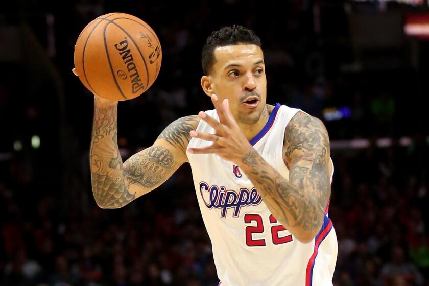 Clippers small forward Matt Barnes controls the ball during a game against the New York Knicks at Staples Center on Dec. 31.