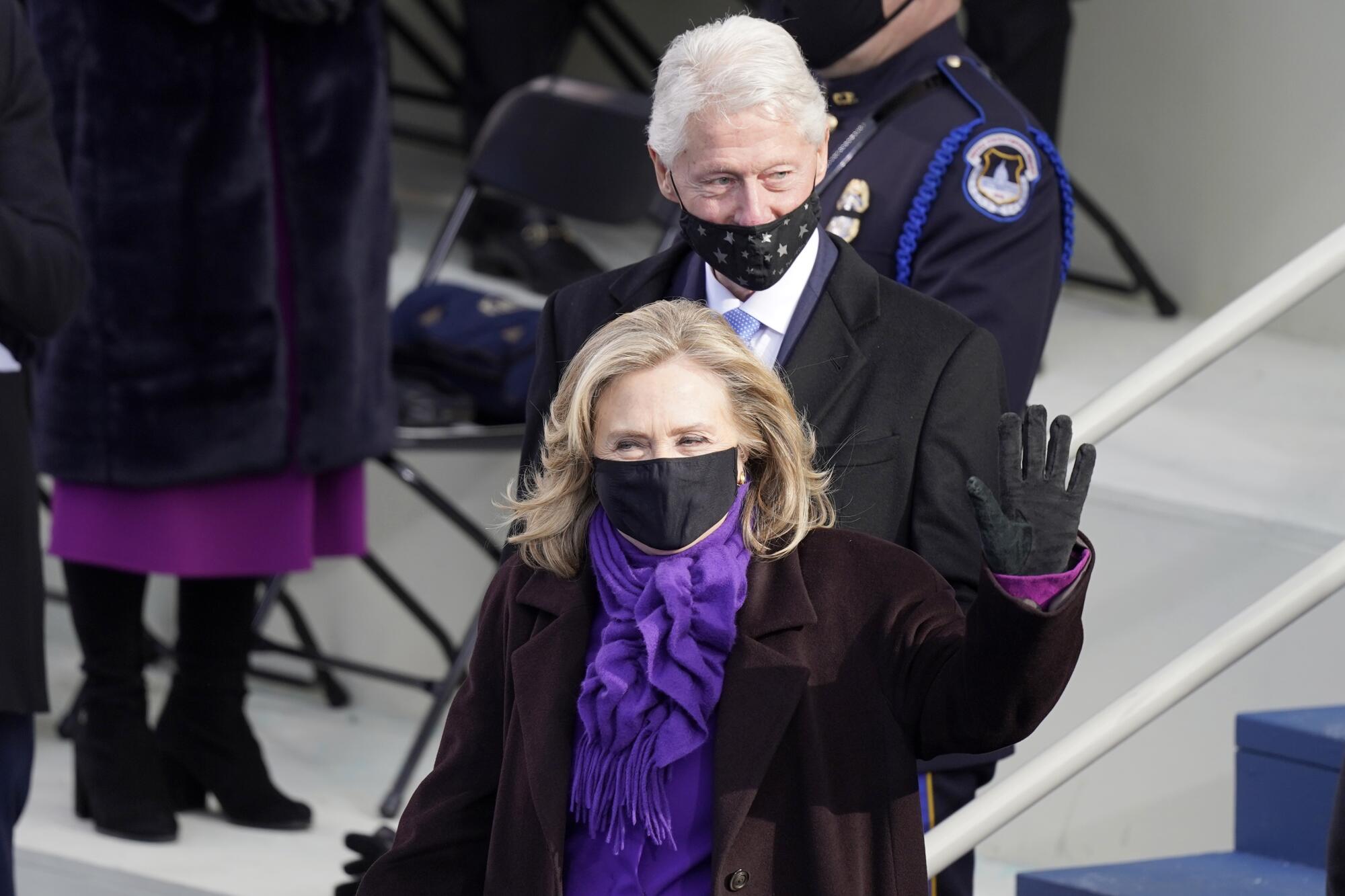 Former President Clinton with former Secretary of State Hillary Clinton at inauguration of President-elect Joe Biden