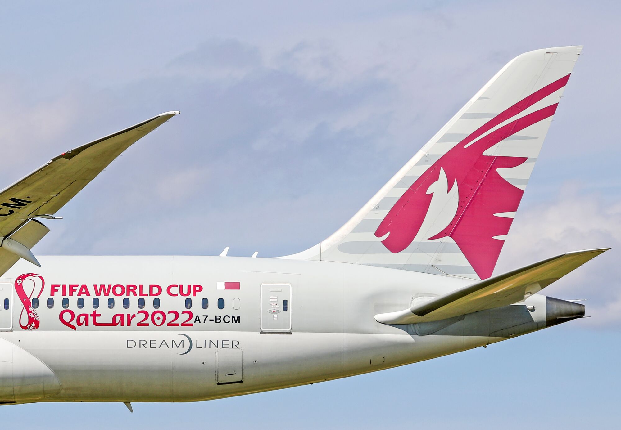 A Qatar Airways Boeing 787-8 Dreamliner.