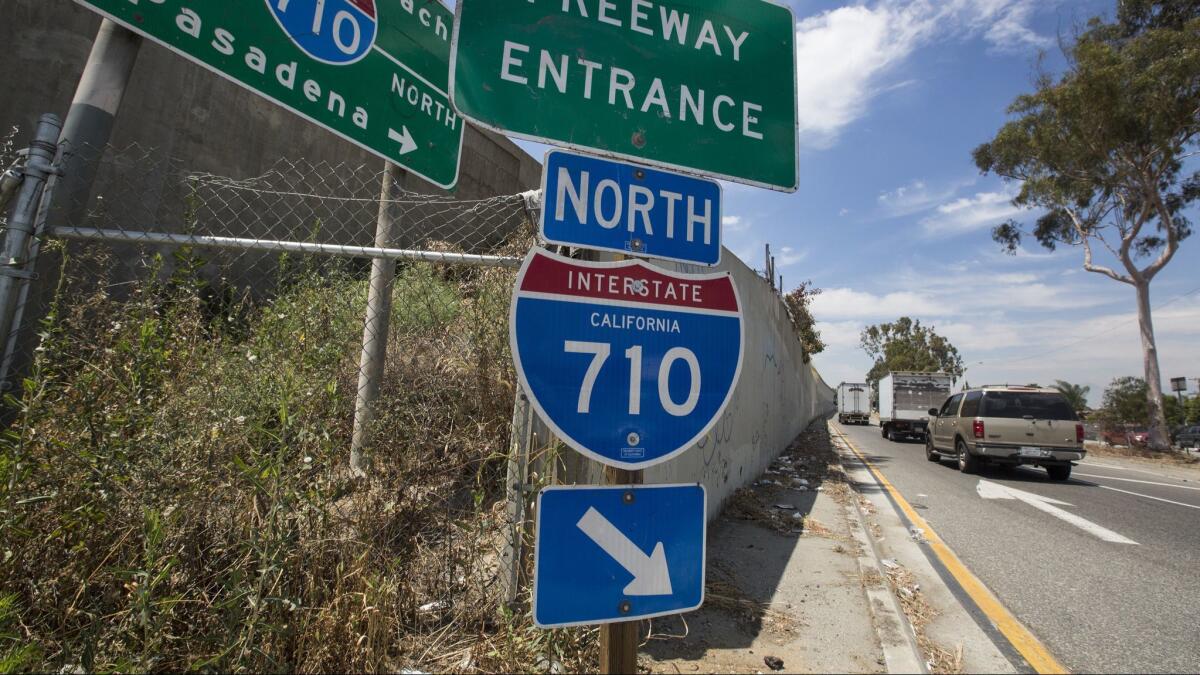 The northbound entrance to the 710 Freeway at Olympic Boulevard in East Los Angeles.