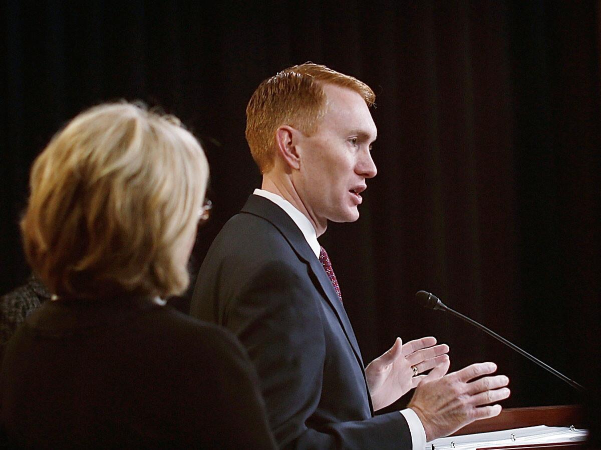 U.S. Rep. James Lankford (R-OK) finishes speaking during a news conference at the U.S. Capitol.