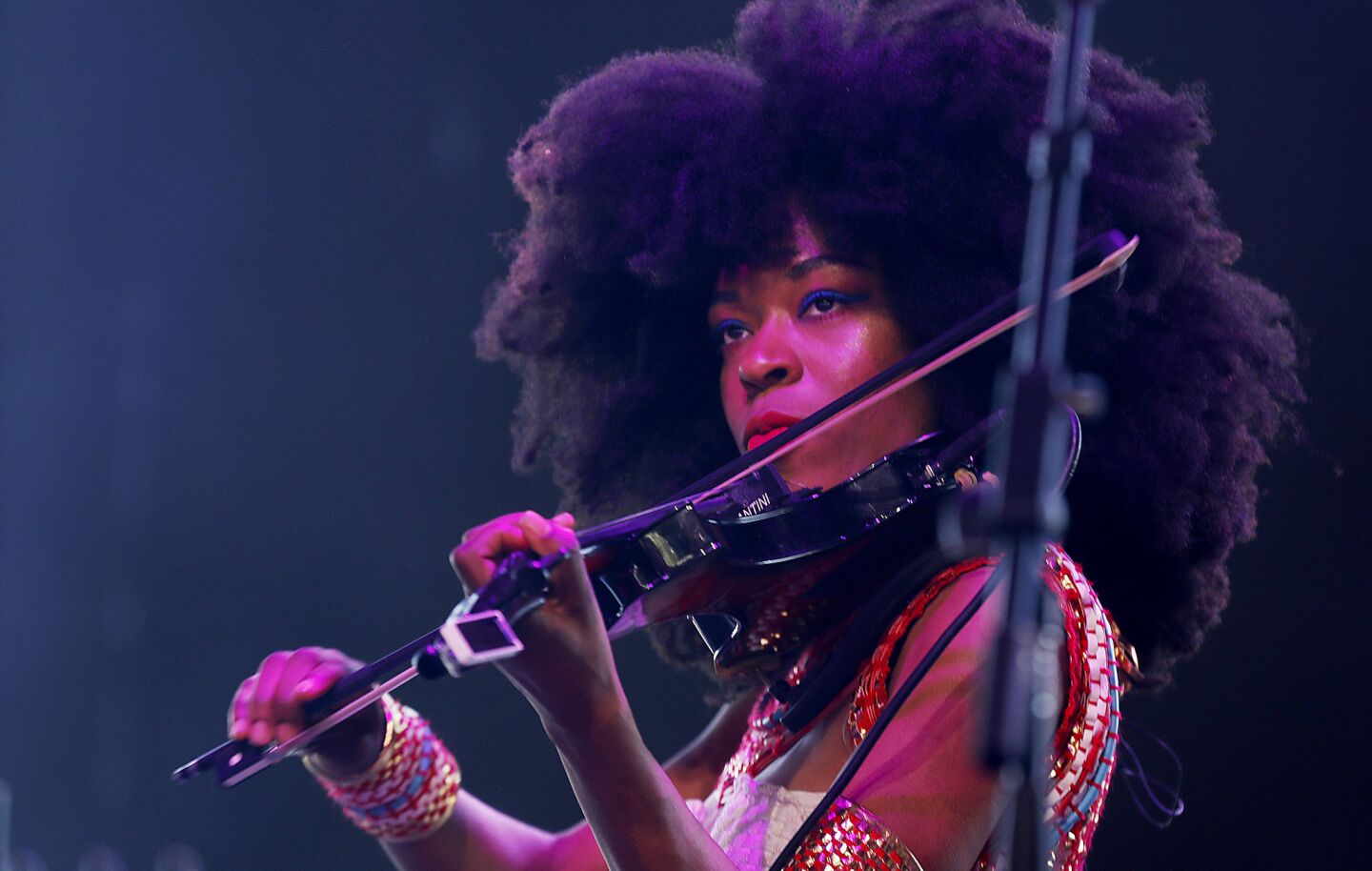 Vocalist/violinist Sudan Archives performs African-inspired music during the Coachella Music and Arts Festival in Indio on April 14.