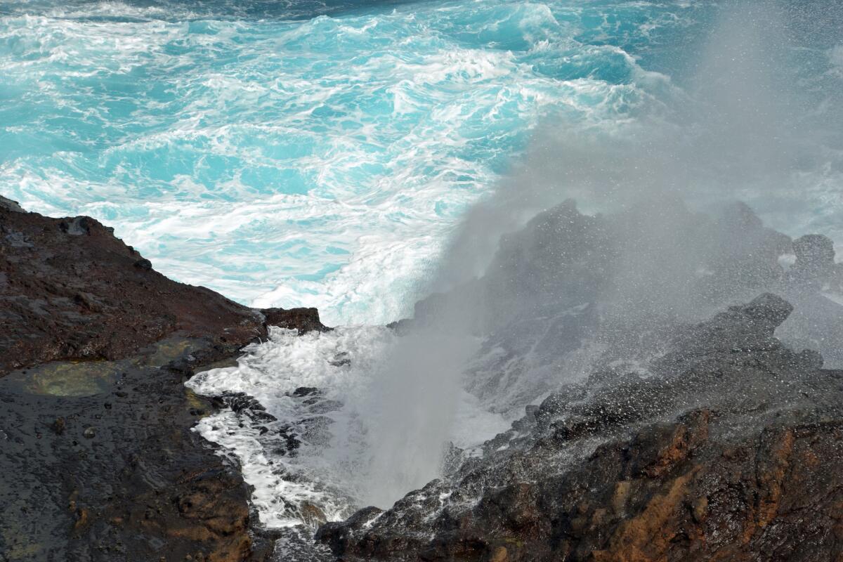 A little wind, a little spray from Halona Blow Hole on Oahua can take the edge off a beastly hot day.