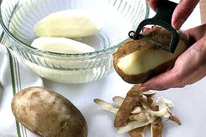 Soak potatoes in water after peeling to prevent them from turning brown.