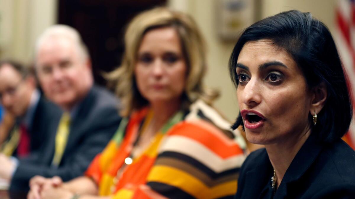 Seema Verma, administrator of the Centers for Medicare and Medicaid Services, spoke at a 2017 meeting of health officials. On Thursday she ruled Idaho's attempt to circumvent Obamacare out of order.