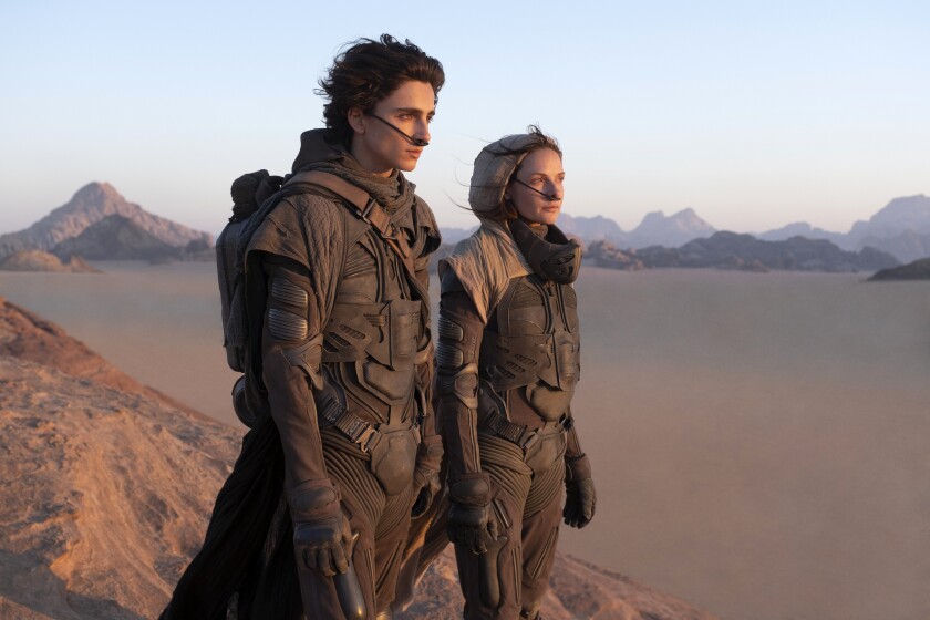 Timothée Chalamet and Rebecca Ferguson in "Dune."