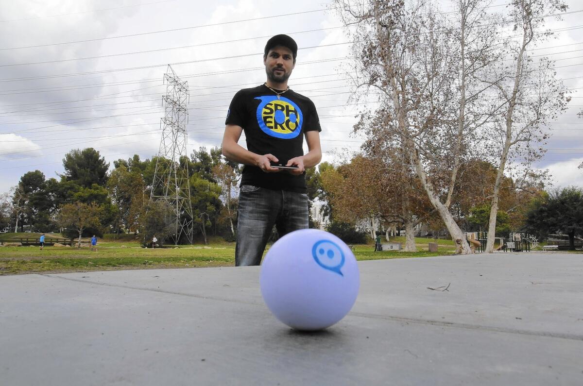 Sphero co-founder Ian Bernstein demonstrates the software-enabled toy.