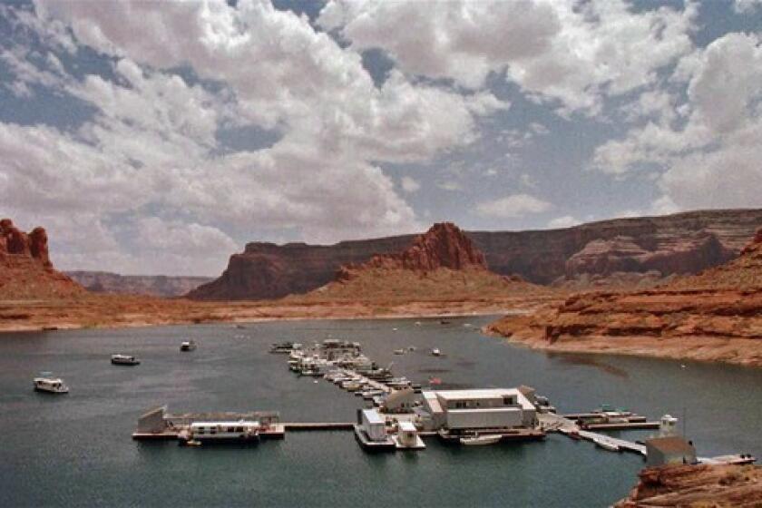 Lake Powell, Arizona- Utah Take off and hit the water for about $1,500 for a three-day rental on a houseboat that sleeps up to 12. Call (888) 669-2704, or go to TravelZoo.com, (the only place this deal is available). A marina on the Utah side of Lake Powell.