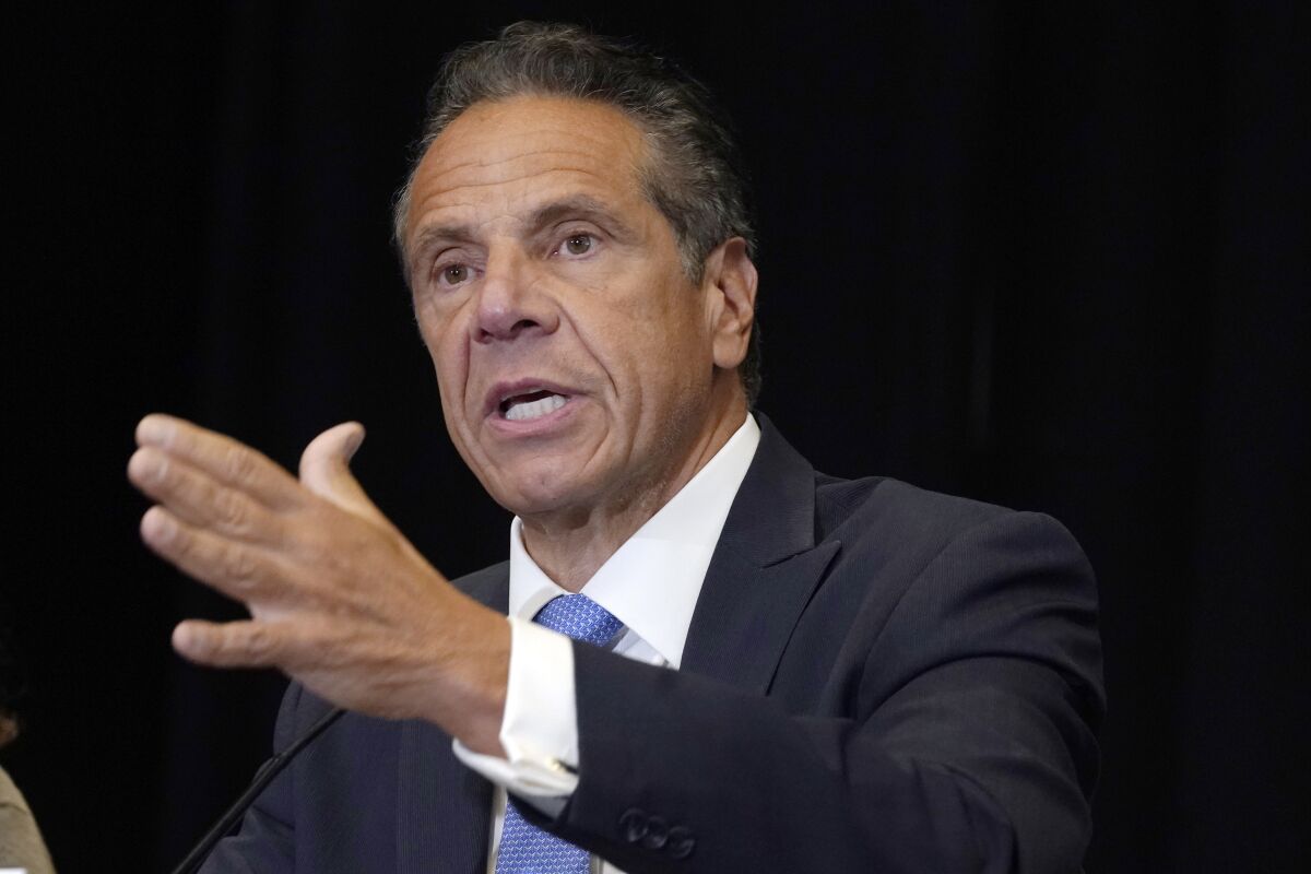New York Gov. Andrew Cuomo speaks at a news conference