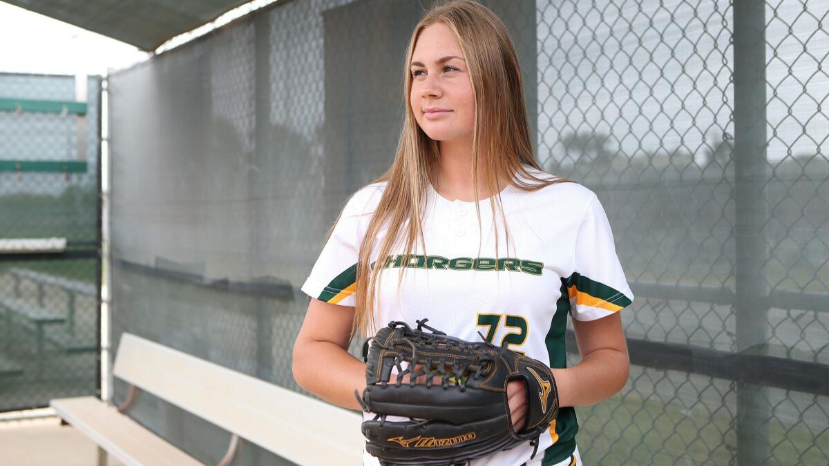 Edison High junior softball pitcher Jenna Bloom finished 6-4 this season and helped the Chargers advance to the second round of the CIF Southern Section Division 2 playoffs.