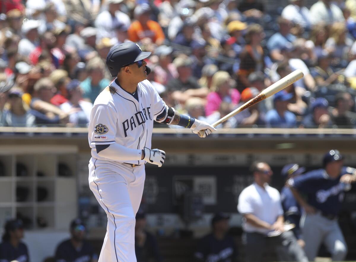 San Diego Padres' Manny Machado (13 hits a three-run home run