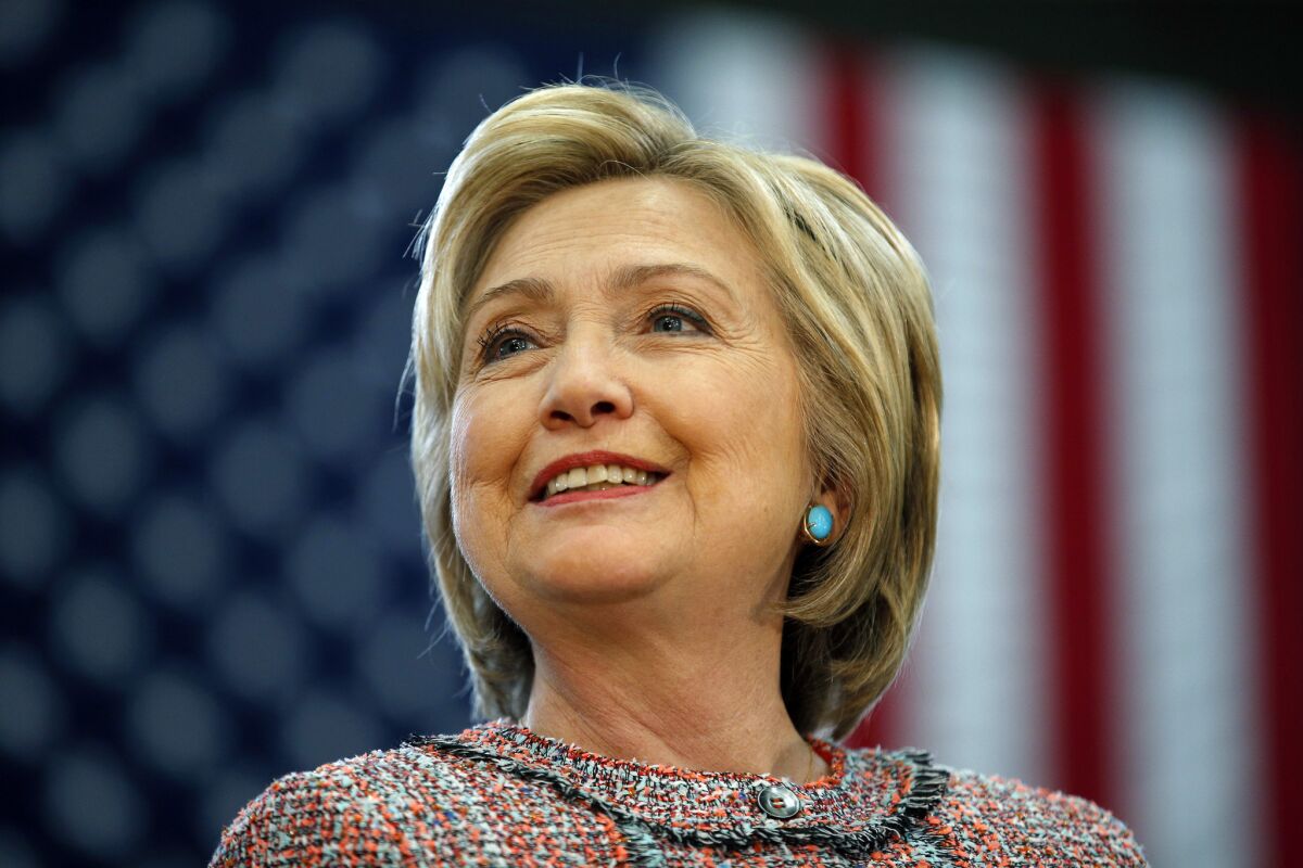 Hillary Clinton in Salinas, Calif., last month.