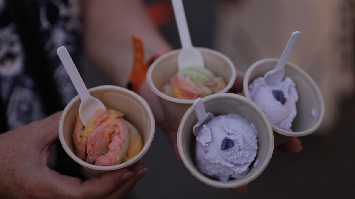 Wanderlust Creamery serves violet marshmallow ice cream and "te amo L.A." sorbet.