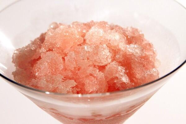 A perfumed dessert. Recipe: Rose water granita