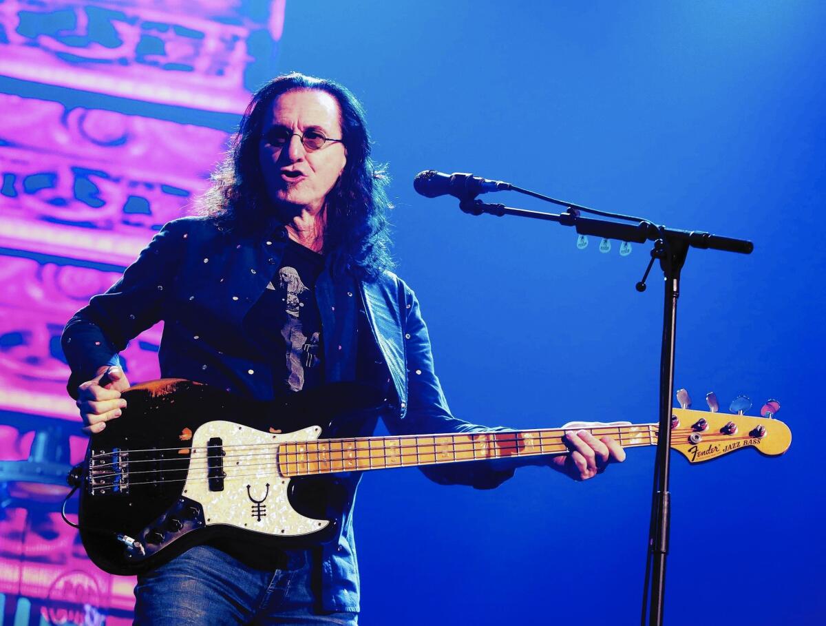 Singer and bassist Geddy Lee of Rush performs in Philadelphia in June. He says diet and exercise keep him in fine form for touring.