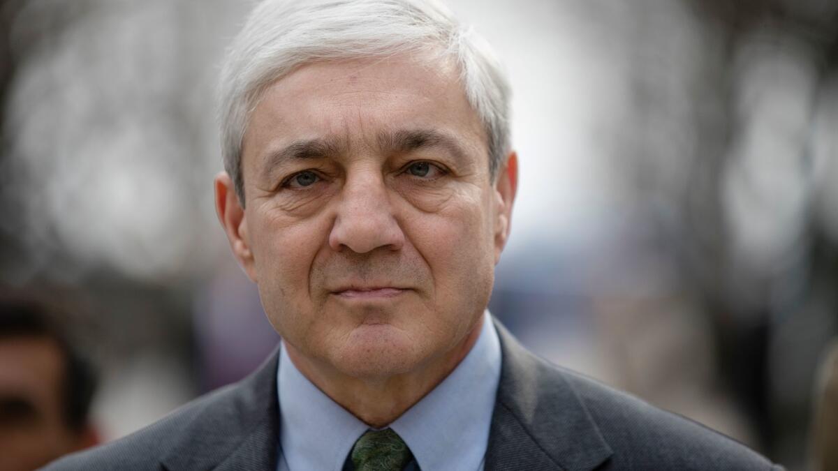 Former Penn State President Graham Spanier could face up to five years in prison over his handling of a complaint against Jerry Sandusky in 2001. But prosecutors haven't said whether they will seek prison time. (Matt Rourke / Associated Press )