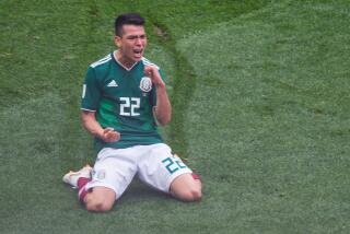 Hirving Lozano of Mexico celebrates a goal during the Russia 2018 World Cup Group F football match.