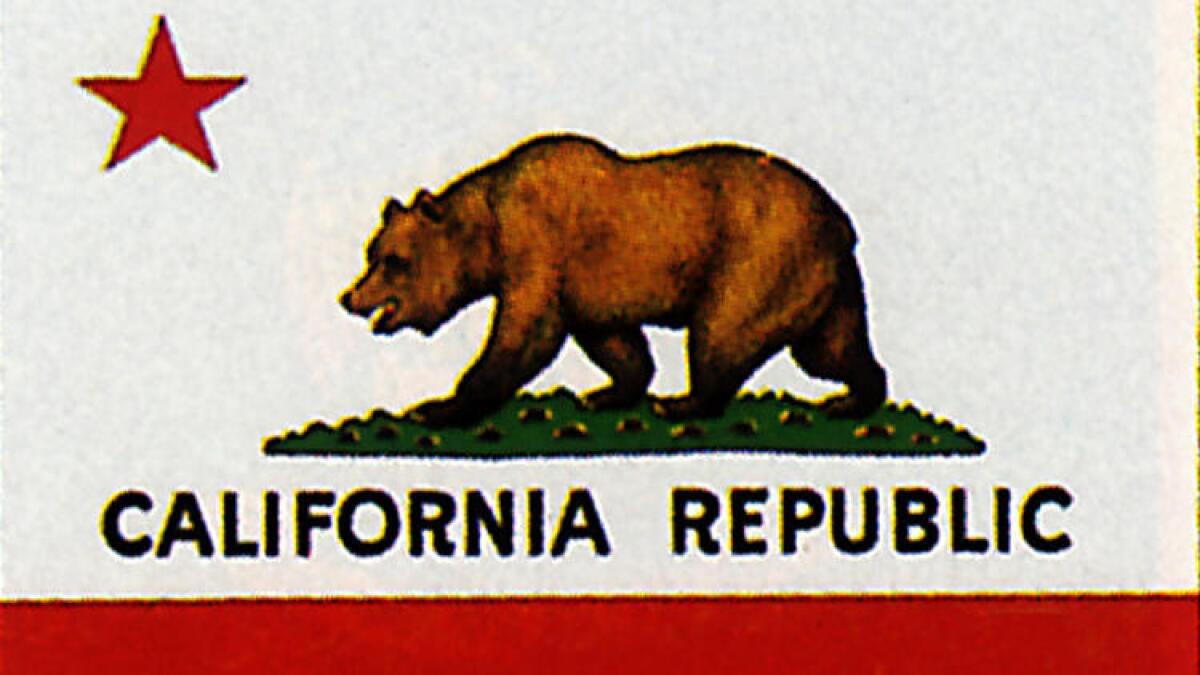 Shown is the flag of the California Republic, which in 1846 briefly declared its independence from Mexico. 