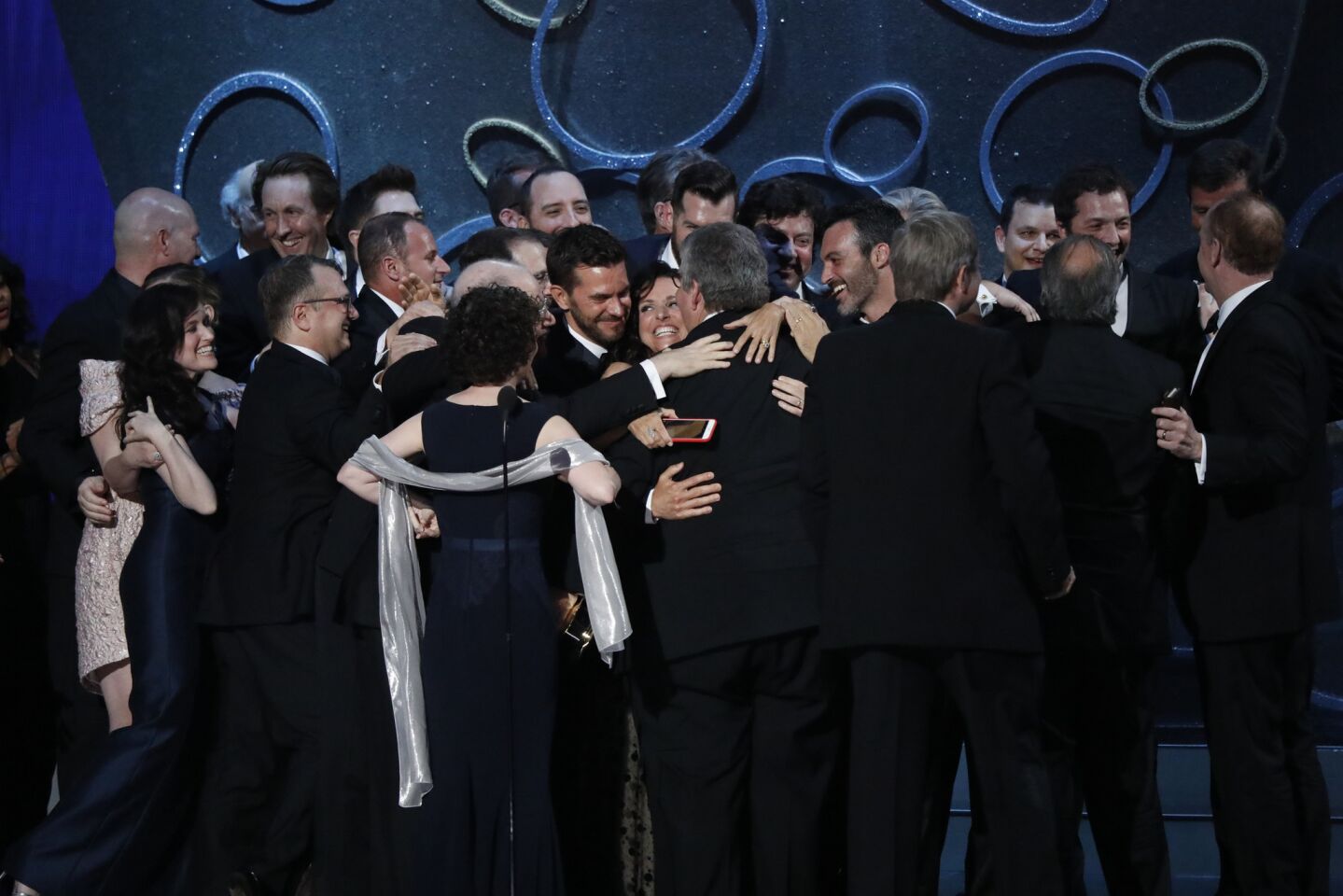 The cast and crew of "Veep" celebrate their win for comedy series