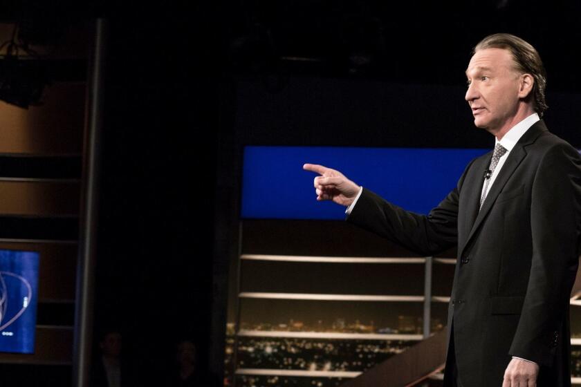 In a photo provided by HBO, Bill Maher speaks during the monologue of "Real Time with Bill Maher," Friday, June 16, 2017, in Los Angeles. (Janet Van Ham/HBO via AP)