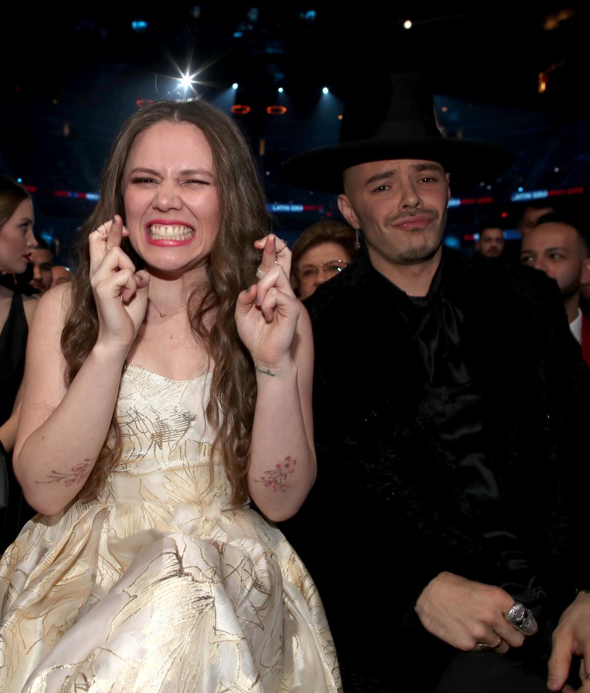 LAS VEGAS, NV - NOVEMBER 17: Recording artists Joy (L) and Jesse of Jesse & Joy attend The 17th Annual Latin Grammy Awards at T-Mobile Arena on November 17, 2016 in Las Vegas, Nevada. (Photo by Christopher Polk/Getty Images for LARAS) ** OUTS - ELSENT, FPG, CM - OUTS * NM, PH, VA if sourced by CT, LA or MoD **