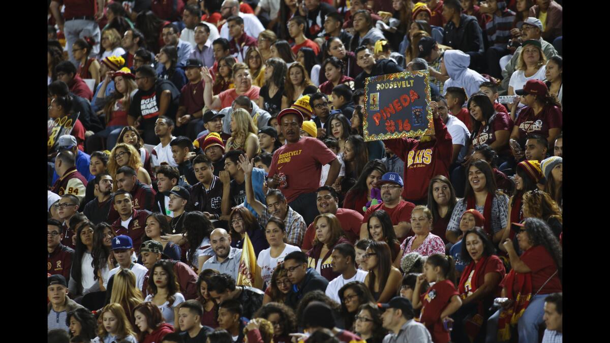 Always a big draw, more than 15,000 football fans showed up for the annual East L.A. Classic between Garfield and Roosevelt on Nov. 7, 2014.