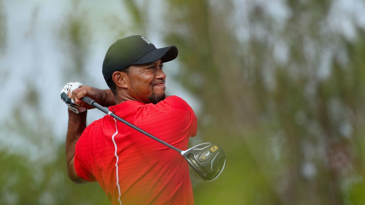 Tiger Woods plays in the final round of the Hero World Challenge in the Bahamas on Dec. 4.