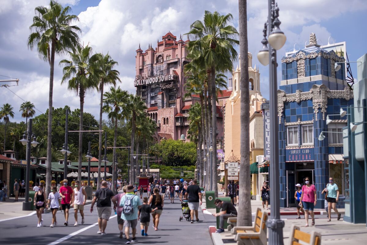 The Twilight Zone Tower of Terror is seen at Walt Disney World Resort's Hollywood Studios on Aug. 7, 2020, in Lake Buena Vista, Fla. The Walt Disney Co. is delaying by more than three years the opening of a campus in Florida to which 2,000 workers were being relocated from Southern California to work in digital technology, finance and product development. Despite being targeted in recent months by Florida Gov. Ron DeSantis and the Florida Legislature, Disney officials said Thursday, June 16, 2022 that the delay had nothing to do with any dispute with state officials. (Photo by Charles Sykes/Invision/AP)