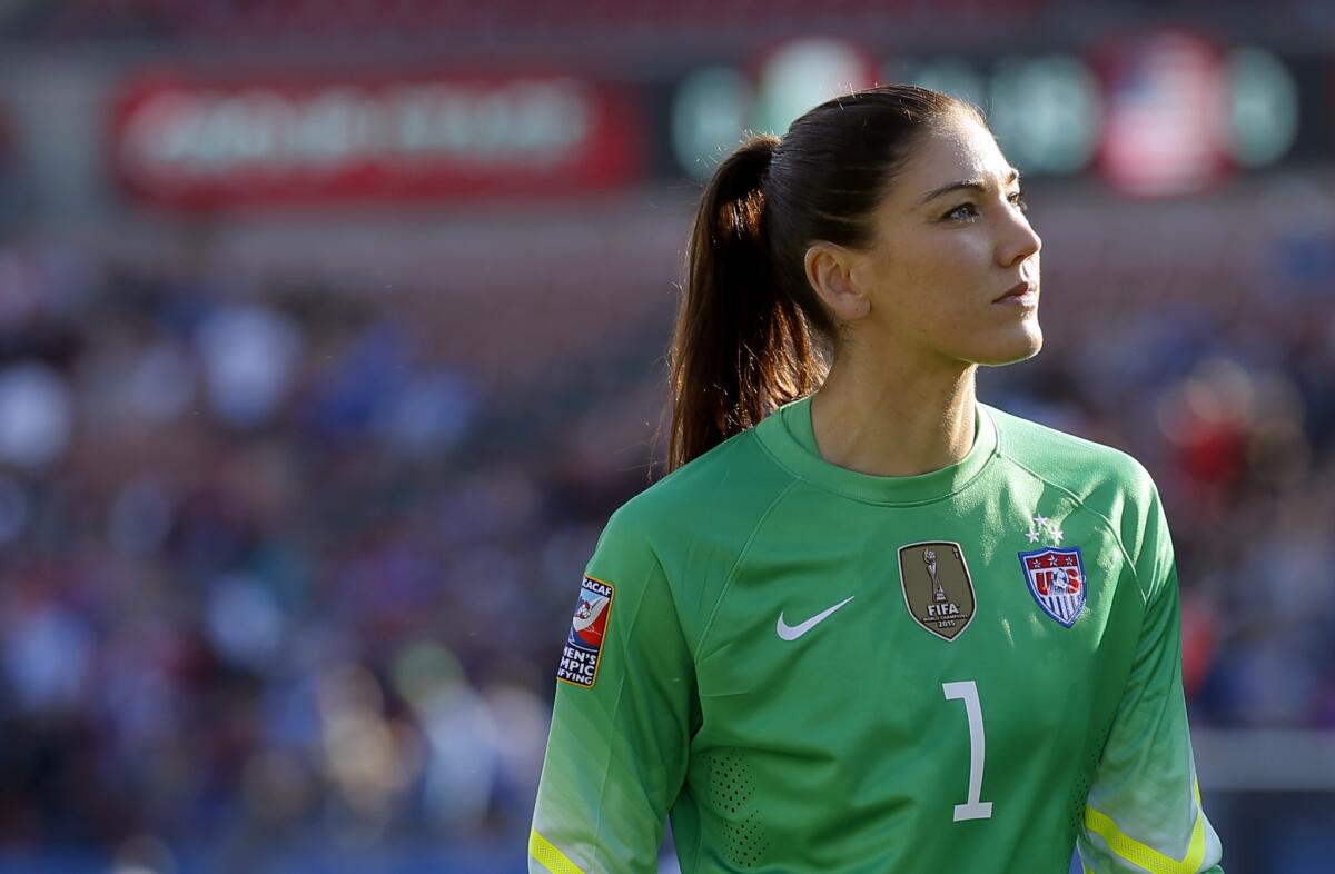 Hope Solo plays for the U.S. in February.