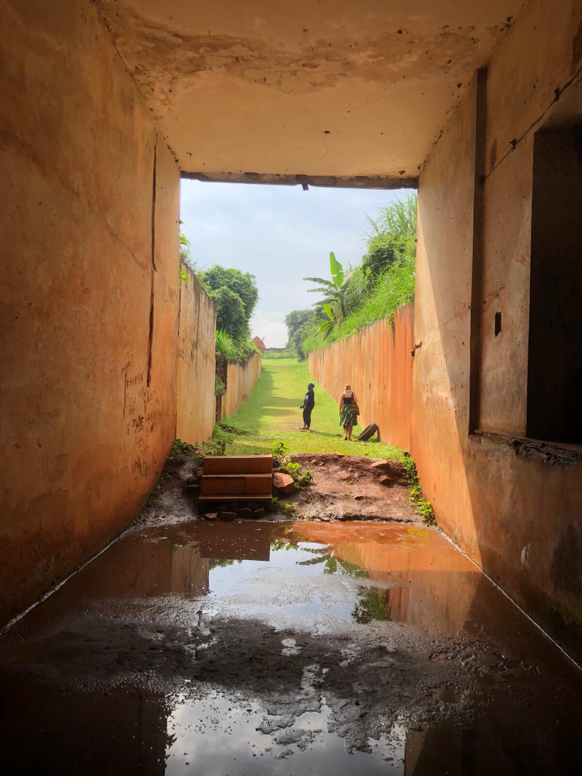 Shown is the view from inside Ugandan leader Idi Amin's bunker, a dark concrete lair used to torture political opponents, intellectuals, lawyers and religious leaders.