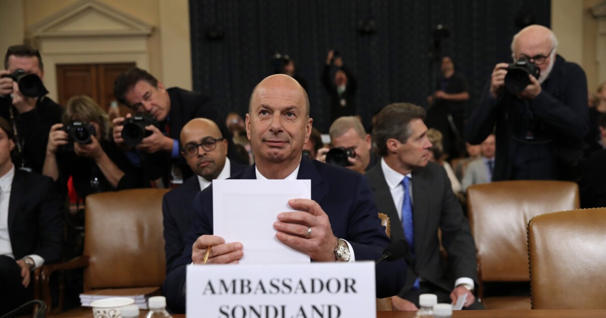Trump impeachment hearing live updates Sondland blames Trump impeachment hearing live updates Sondland blames