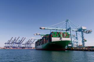 A container ship at the Port of Los Angeles.