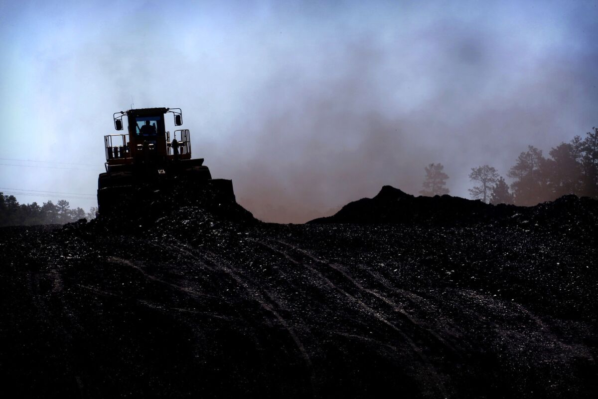 Coal dust fills the air at the Absaloka coal mine in Montana.