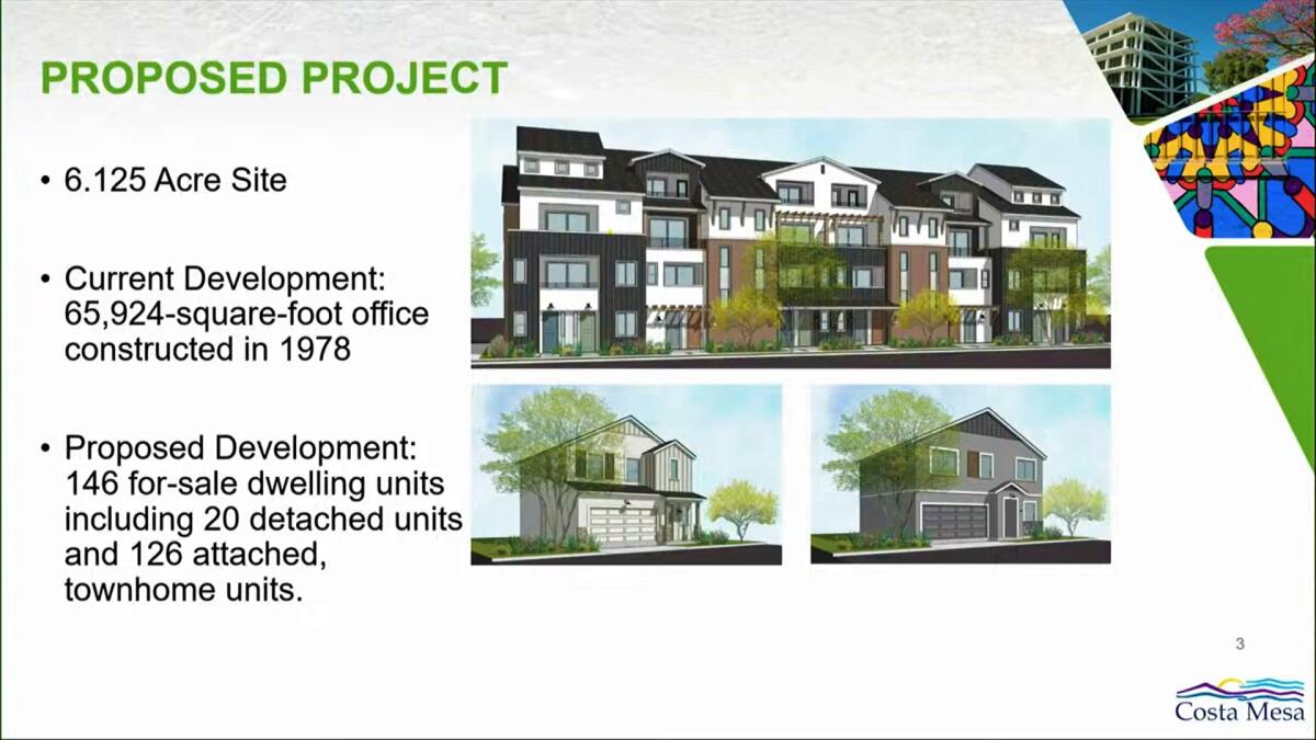 MLC Holdings, Inc. proposes to build 146 ownership units on the 6.1-acre site at 3150 Bear St. in Costa Mesa.