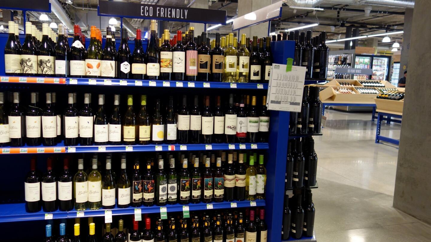 Eco-friendly wine section in Whole Foods