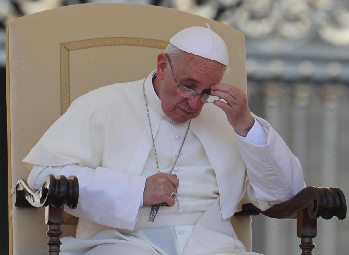 Pope Francis during his general audience in St. Peter's Square on Wednesday.