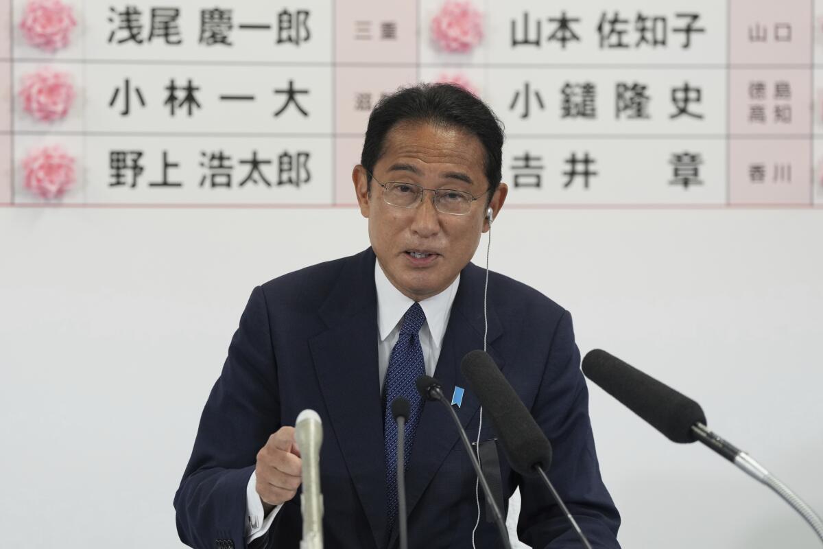 Japanese Prime Minister Fumio Kishida speaks in Tokyo