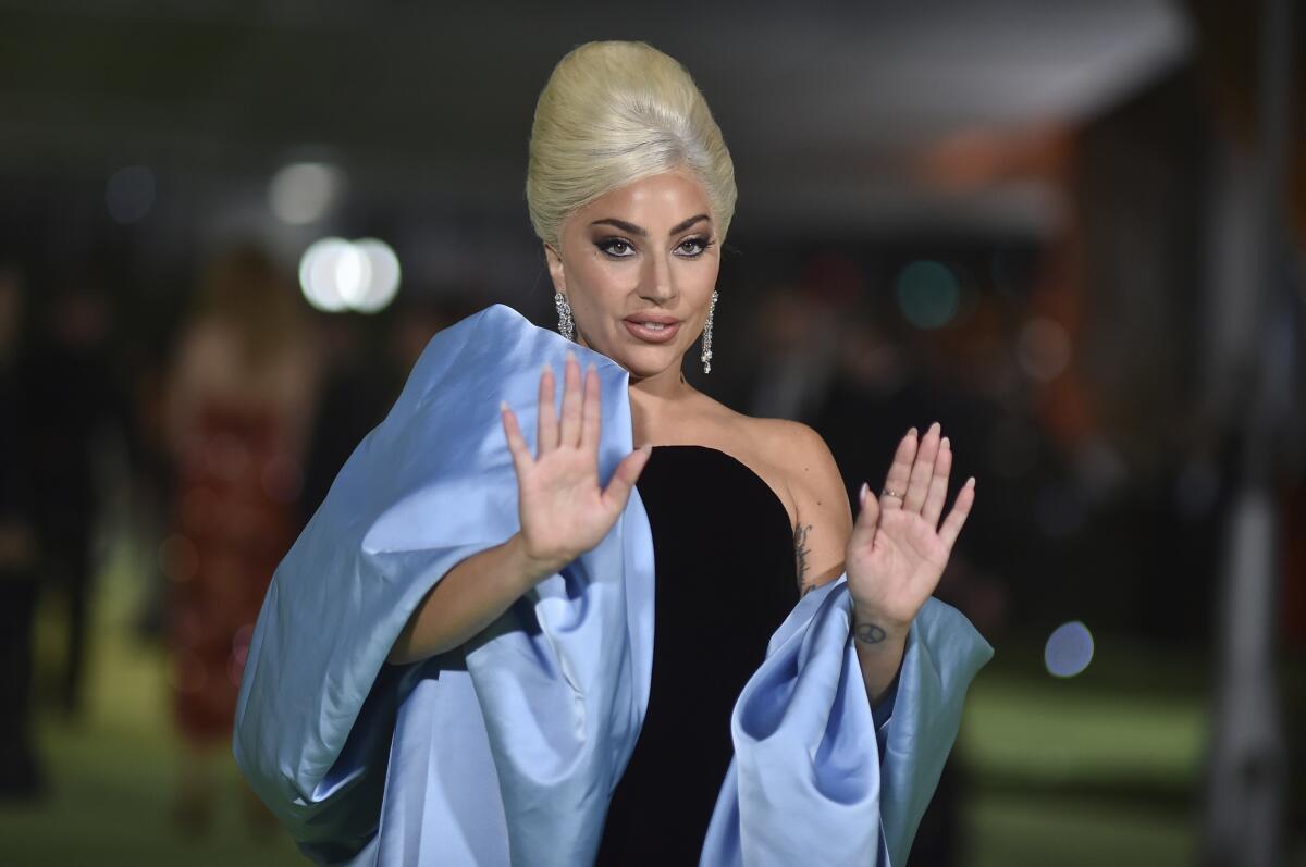 house of gucci lady gaga blue dress The House of Gucci Outfit That Never Made the Movie